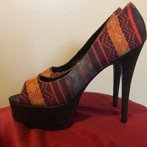 Tribal Print Platform Pumps